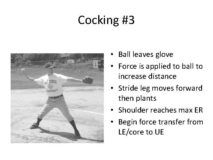 Cocking #3 • Ball leaves glove • Force is applied to ball to increase