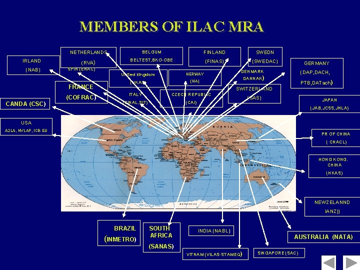 MEMBERS OF ILAC MRA NETHERLANDS BELGUM FINLAND SWEDN IRLAND (RVA) BELTEST, BKO-OBE (FINAS) (SWEDAC)