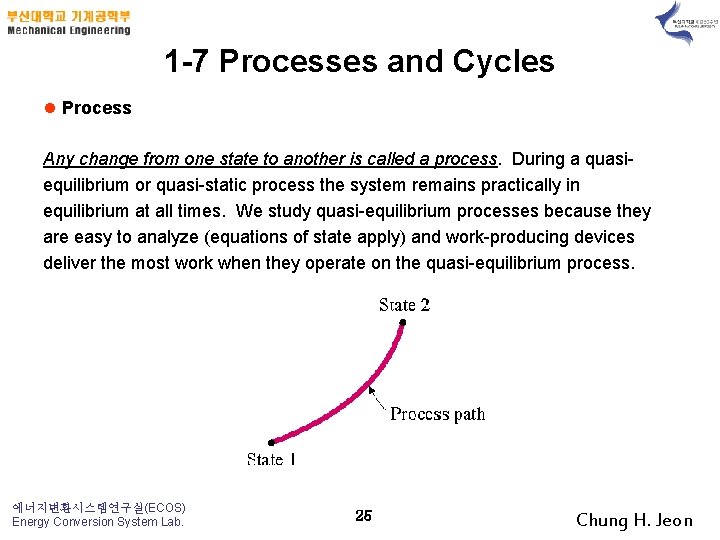 1 -7 Processes and Cycles l Process Any change from one state to another