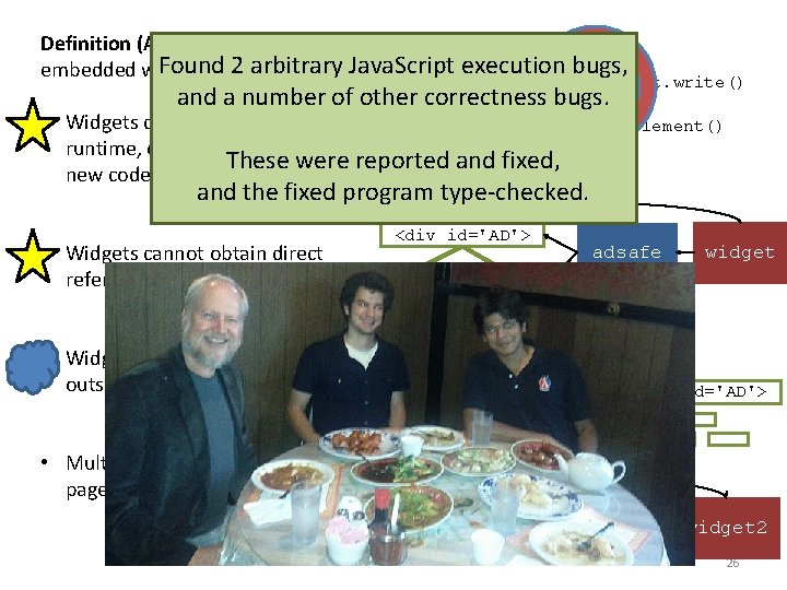 Definition (ADsafety): If all eval() Foundpass 2 arbitrary embedded widgets JSlint then: Java. Script