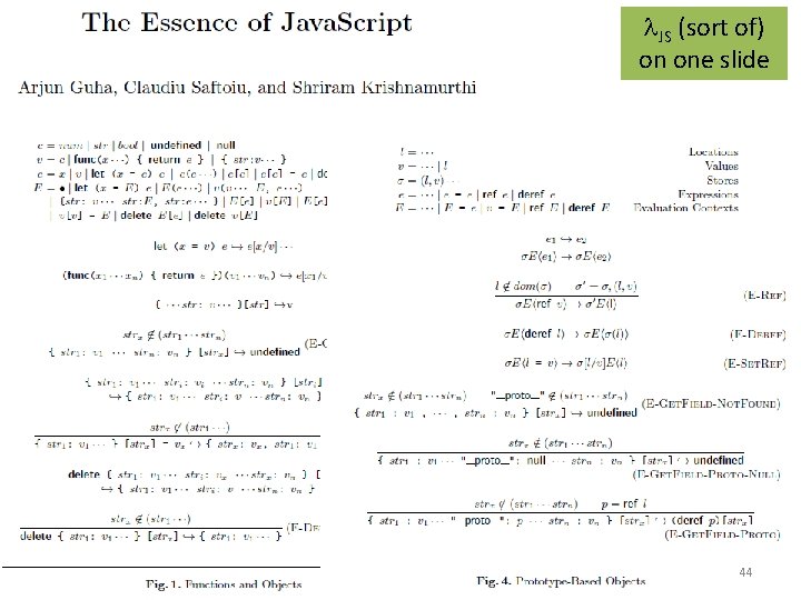  JS (sort of) on one slide 44 