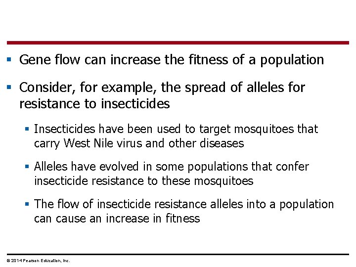 § Gene flow can increase the fitness of a population § Consider, for example,