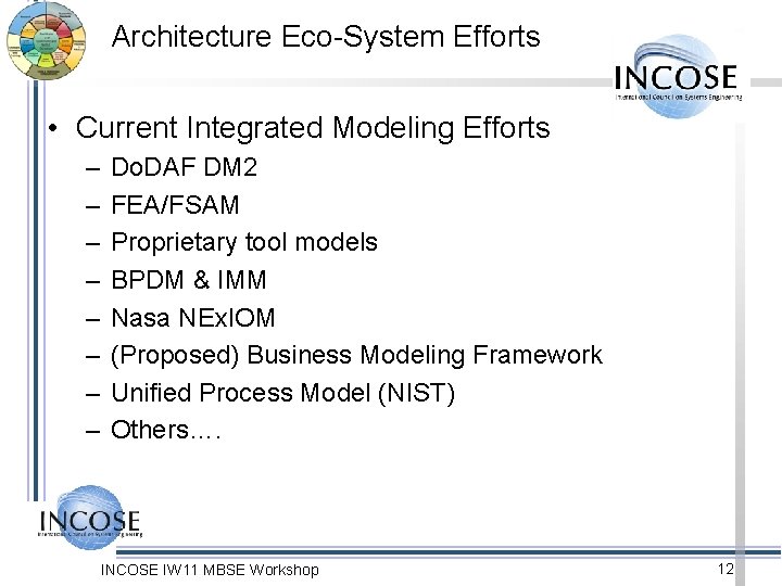 Architecture Eco-System Efforts • Current Integrated Modeling Efforts – – – – Do. DAF