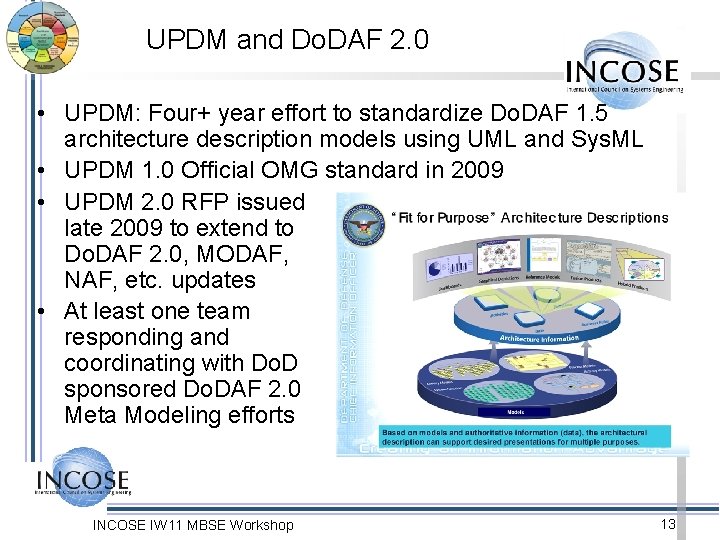 UPDM and Do. DAF 2. 0 • UPDM: Four+ year effort to standardize Do. UPDM and Do. DAF 2. 0 • UPDM: Four+ year effort to standardize Do.