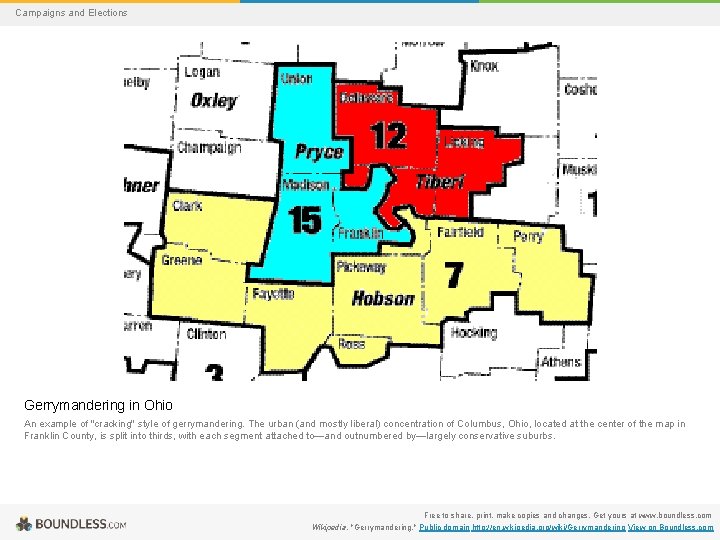 Campaigns and Elections Gerrymandering in Ohio An example of "cracking" style of gerrymandering. The