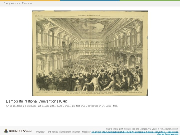 Campaigns and Elections Democratic National Convention (1876) An image from a newspaper article about