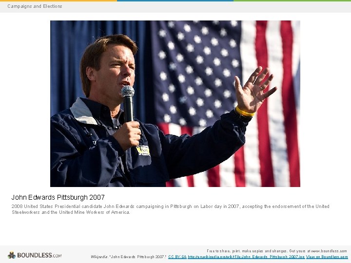 Campaigns and Elections John Edwards Pittsburgh 2007 2008 United States Presidential candidate John Edwards
