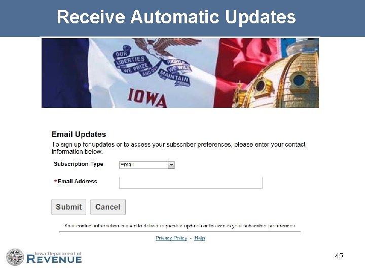 Receive Automatic Updates 45 