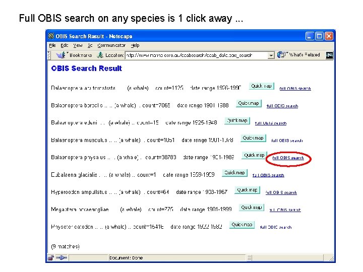 Full OBIS search on any species is 1 click away. . . 