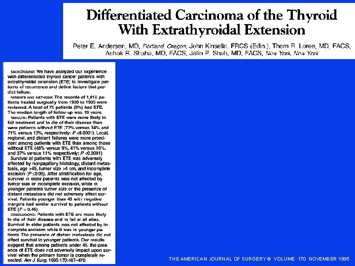 THE AMERICAN JOURNAL OF SURGERY ® VOLUME 170 NOVEMBER 1995 