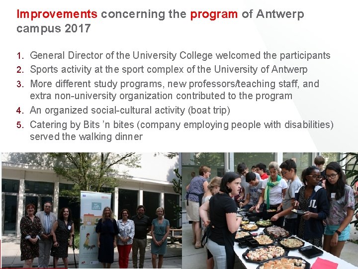 Improvements concerning the program of Antwerp campus 2017 1. General Director of the University