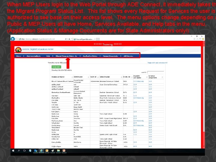 When MEP Users login to the Web Portal through ADE Connect, it immediately takes