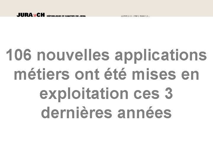 106 nouvelles applications métiers ont été mises en exploitation ces 3 dernières années 