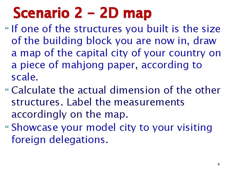 Scenario 2 - 2 D map If one of the structures you built is