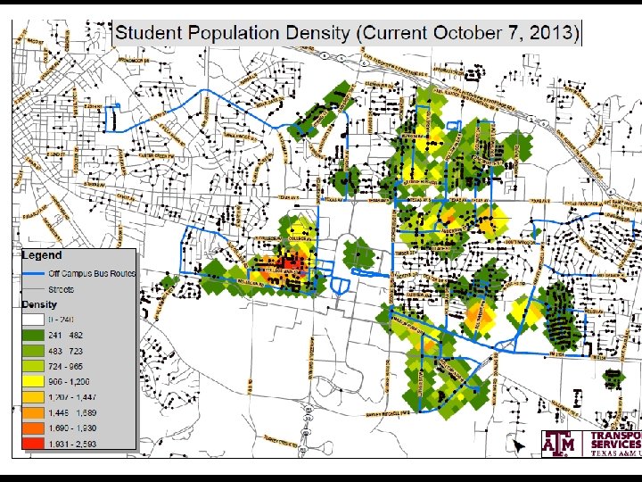 Student Population Density Map (10/2013) transport. tamu. edu 