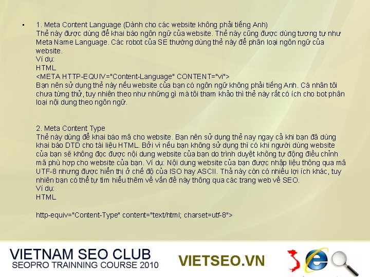  • 1. Meta Content Language (Dành cho các website không phải tiếng Anh)