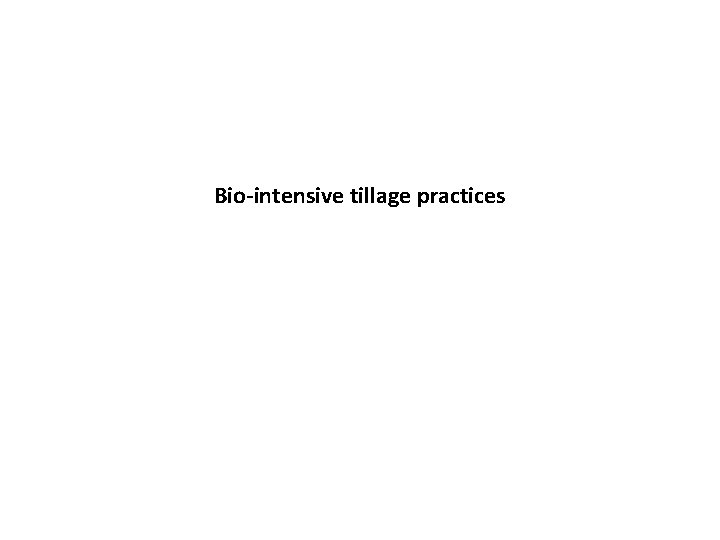 Bio-intensive tillage practices Bio-intensive tillage practices
