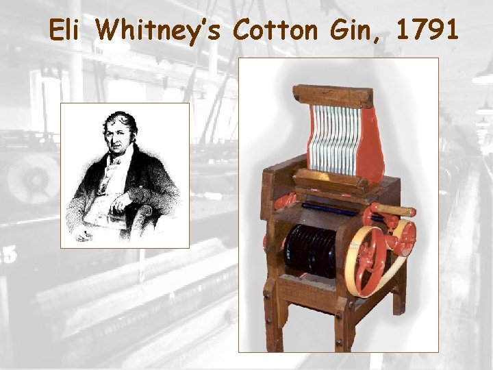 Eli Whitney’s Cotton Gin, 1791 