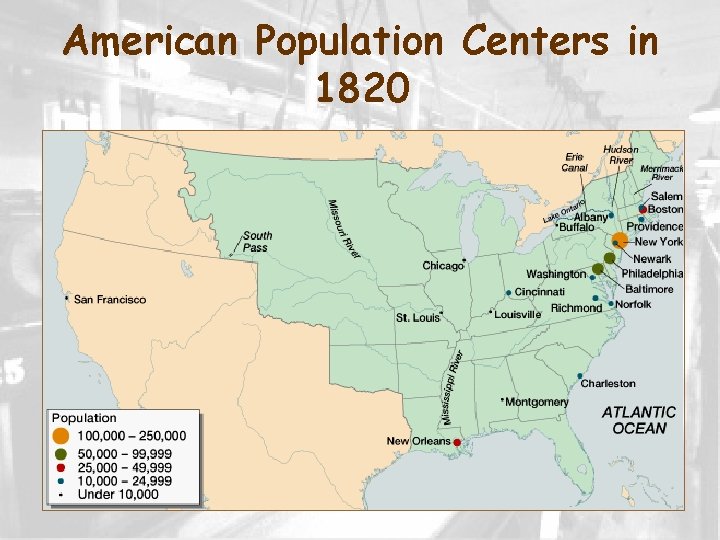 American Population Centers in 1820 