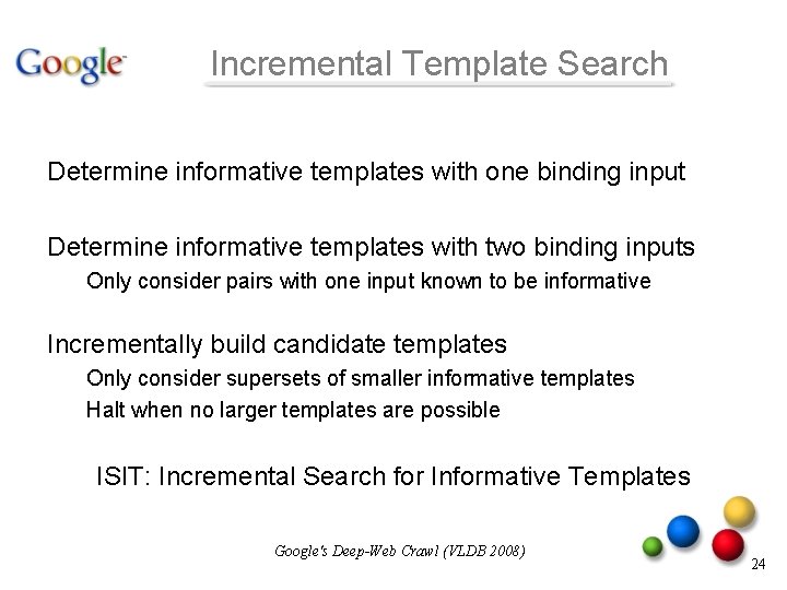 Incremental Template Search Determine informative templates with one binding input Determine informative templates with