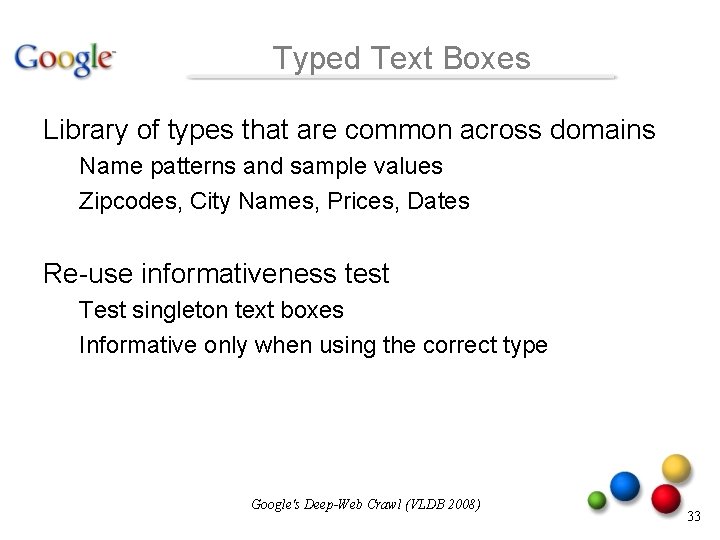 Typed Text Boxes Library of types that are common across domains Name patterns and