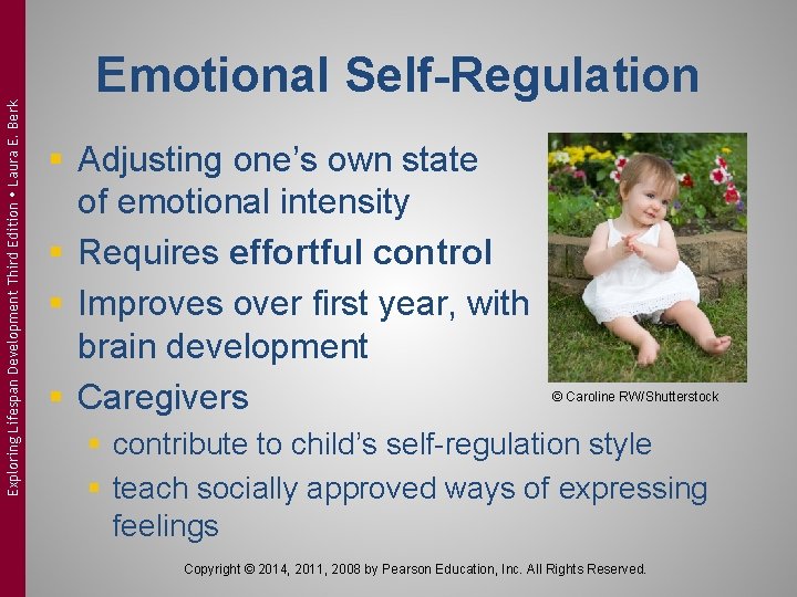 Exploring Lifespan Development Third Edition Laura E. Berk Emotional Self-Regulation § Adjusting one’s own