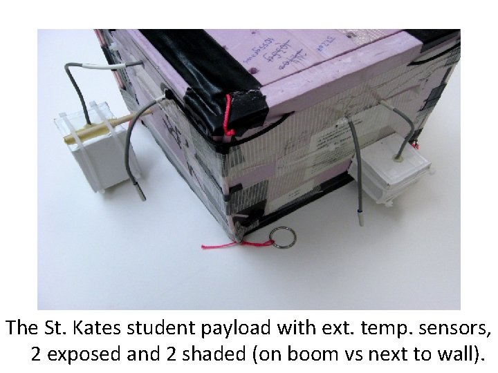 The St. Kates student payload with ext. temp. sensors, 2 exposed and 2 shaded