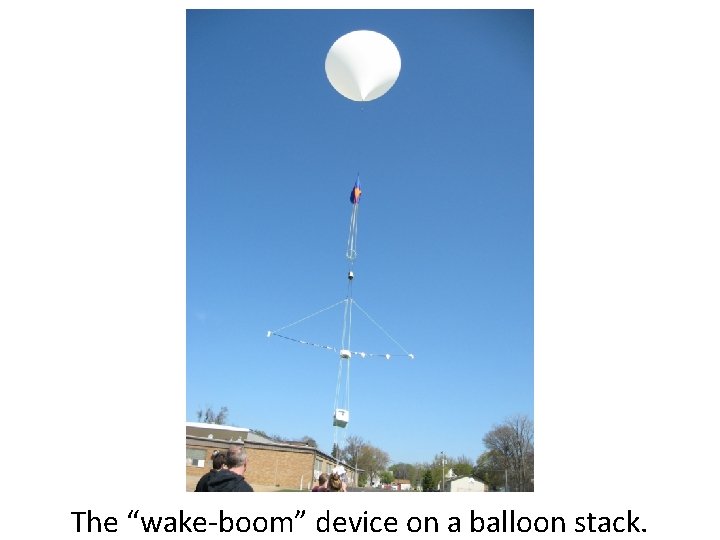 The “wake-boom” device on a balloon stack. 