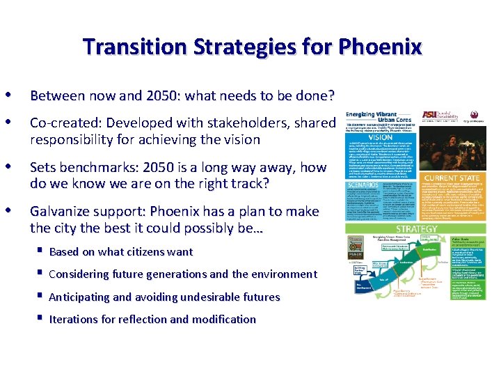 Transition Strategies for Phoenix • Between now and 2050: what needs to be done?