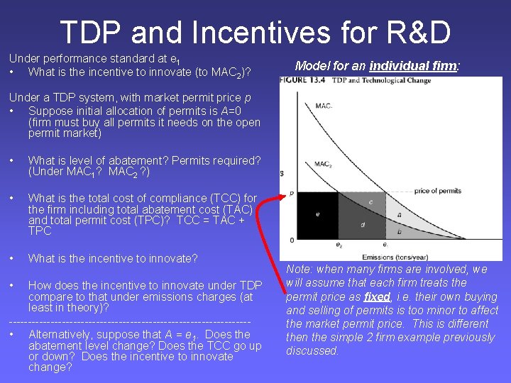 TDP and Incentives for R&D Under performance standard at e 1 • What is