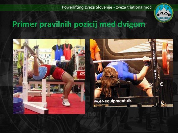 Primer pravilnih pozicij med dvigom 