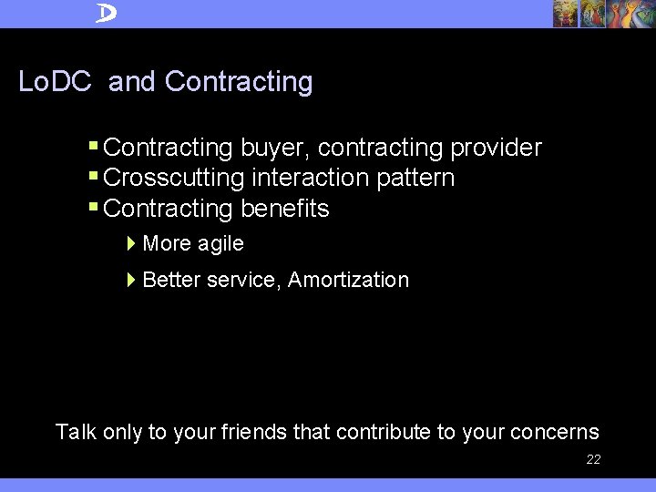 Lo. DC and Contracting § Contracting buyer, contracting provider § Crosscutting interaction pattern §