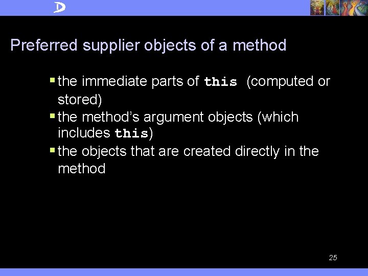 Preferred supplier objects of a method § the immediate parts of this (computed or