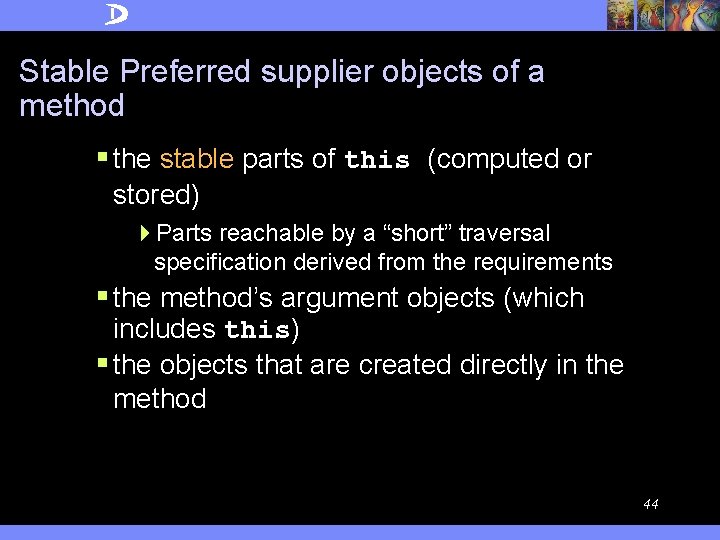 Stable Preferred supplier objects of a method § the stable parts of this (computed