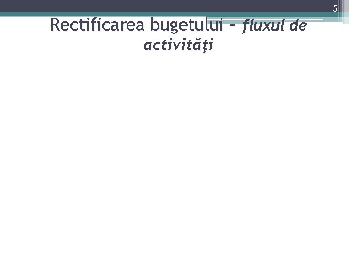 5 Rectificarea bugetului – fluxul de activităţi 