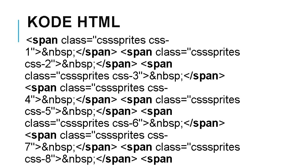 KODE HTML <span class="csssprites css 1">  </span> <span class="csssprites css-2">  </span> <span class="csssprites css-3"> 