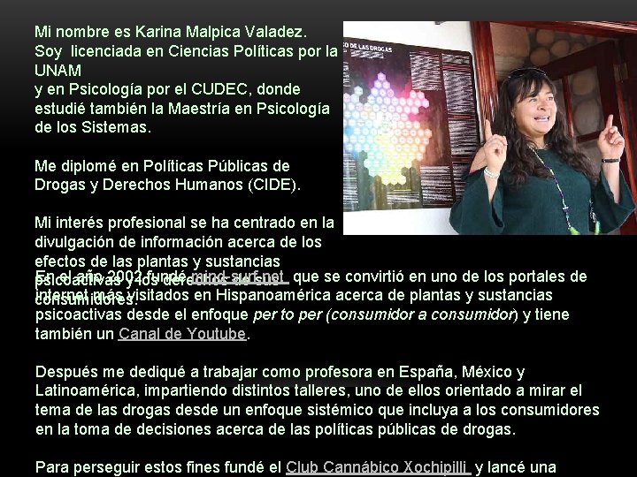 Mi nombre es Karina Malpica Valadez. Soy licenciada en Ciencias Políticas por la UNAM
