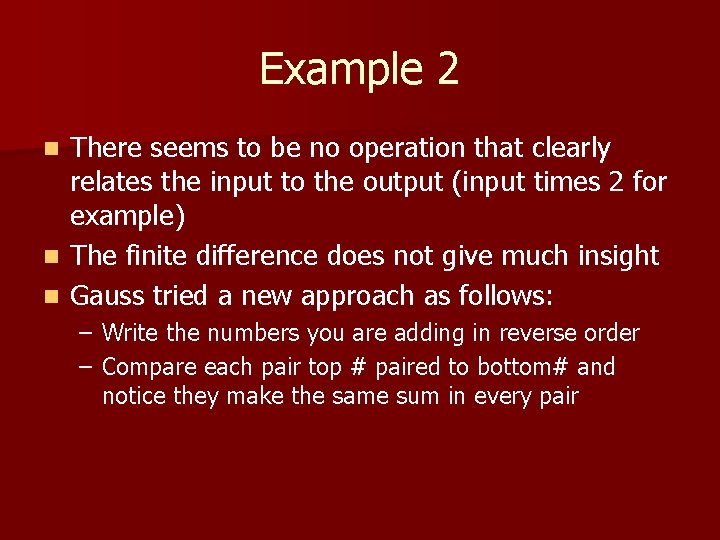 Example 2 There seems to be no operation that clearly relates the input to