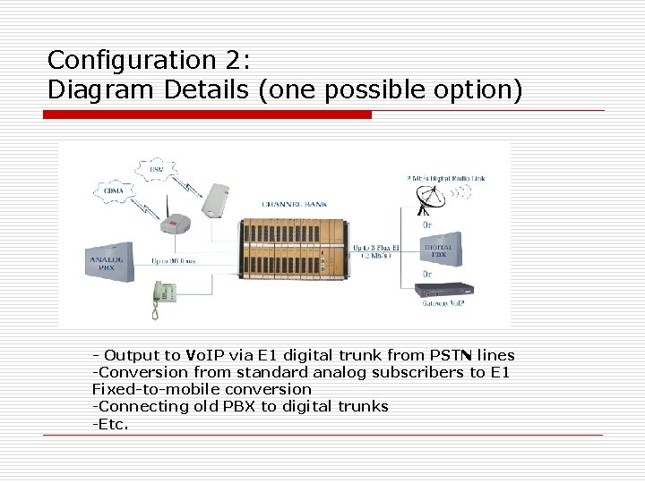 Configuration 2: Diagram Details (one possible option) - Output to Vo. IP via E