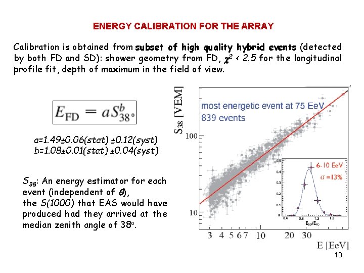 ENERGY CALIBRATION FOR THE ARRAY Calibration is obtained from subset of high quality hybrid