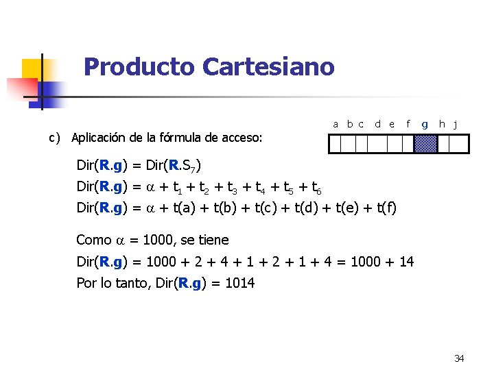 Producto Cartesiano a b c d e f g h j c) Aplicación de