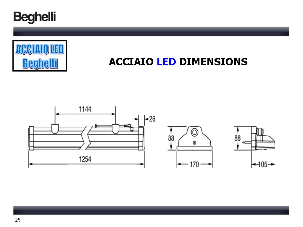 ACCIAIO LED DIMENSIONS 25 