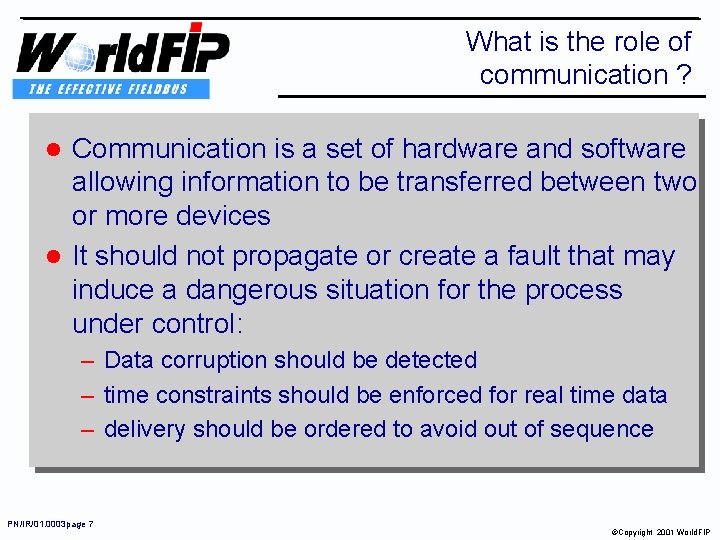 What is the role of communication ? Communication is a set of hardware and