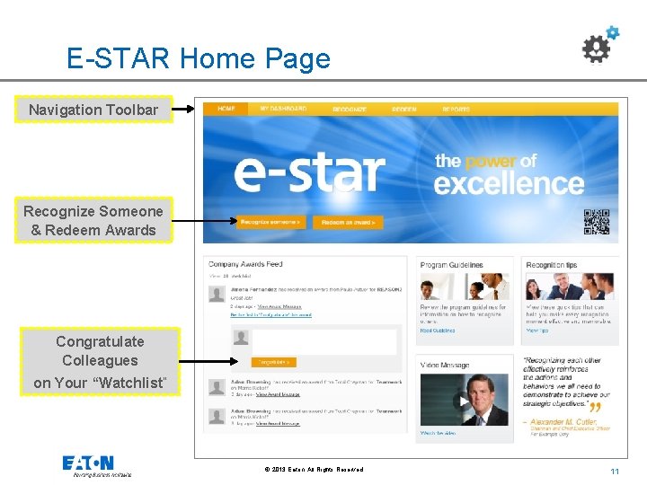 E-STAR Home Page Navigation Toolbar Recognize Someone & Redeem Awards Congratulate Colleagues on Your