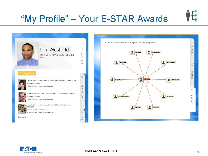 “My Profile” – Your E-STAR Awards You are connected to 10 colleagues through recognition.