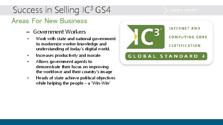Success in Selling IC 3 GS 4 Areas For New Business – Government Workers