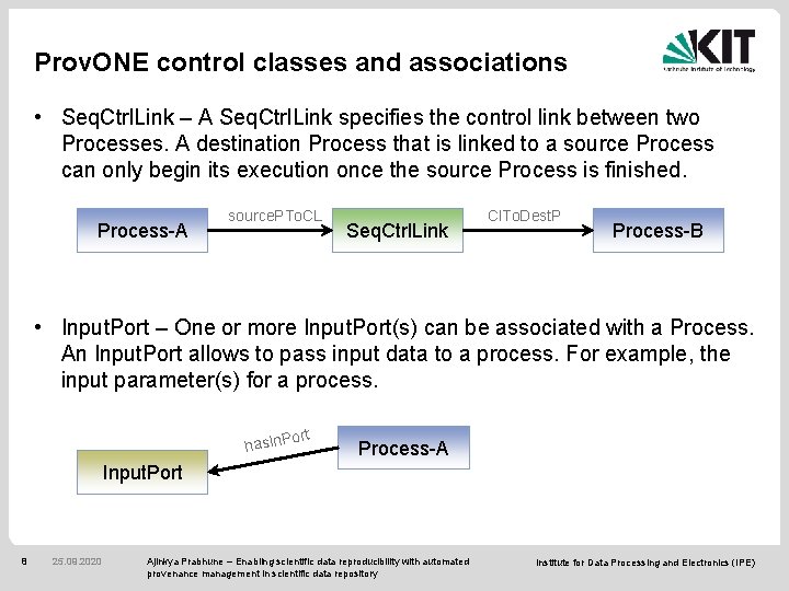 Prov. ONE control classes and associations • Seq. Ctrl. Link – A Seq. Ctrl.