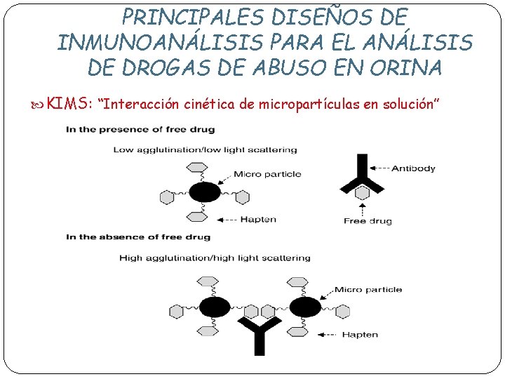 PRINCIPALES DISEÑOS DE INMUNOANÁLISIS PARA EL ANÁLISIS DE DROGAS DE ABUSO EN ORINA KIMS: