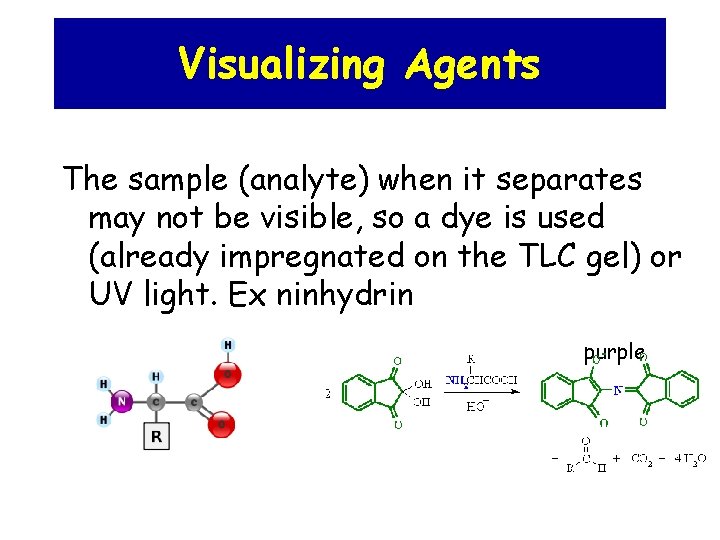 Visualizing Agents The sample (analyte) when it separates may not be visible, so a