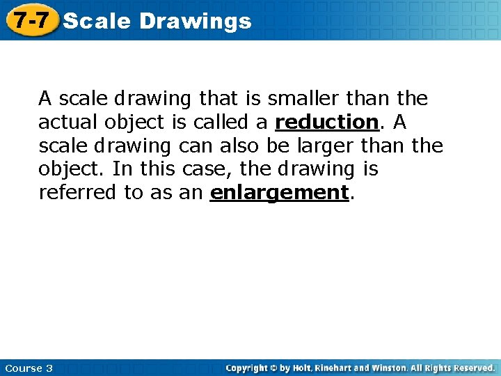 7 -7 Scale Insert Drawings Lesson Title Here A scale drawing that is smaller